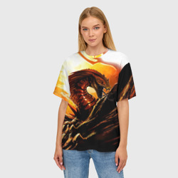 Женская футболка oversize 3D Дракон - фото 2
