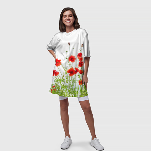 Платье-футболка 3D Маки полевые, цвет 3D печать - фото 5