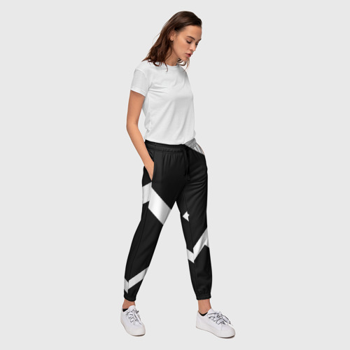 Женские брюки 3D Black and White, цвет 3D печать - фото 5