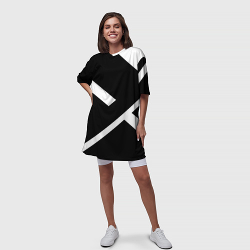 Платье-футболка 3D Black and White, цвет 3D печать - фото 5