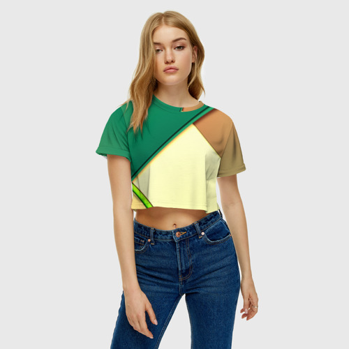 Женская футболка Crop-top 3D Material color, цвет 3D печать - фото 3