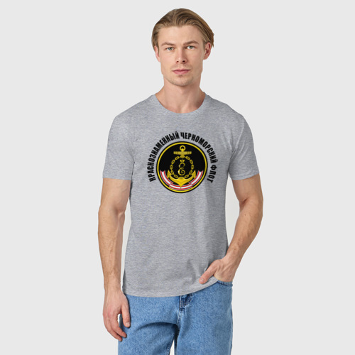 Мужская футболка хлопок Краснознам черноморский флот, цвет меланж - фото 3