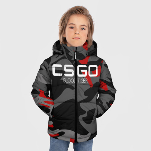 Зимняя куртка для мальчиков 3D Cs:go - Blood Tiger Кровавый, цвет светло-серый - фото 3