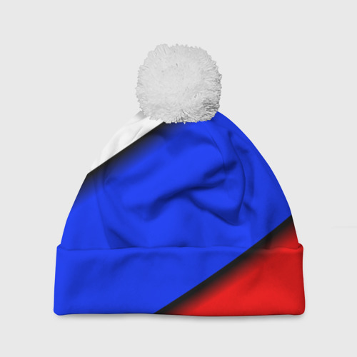 Шапка 3D c помпоном Российский флаг, цвет 3D печать