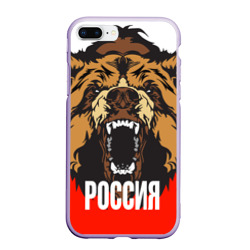 Чехол для iPhone 7Plus/8 Plus матовый Россия - агрессивный медведь