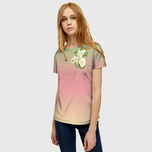 Женская футболка 3D Розочки, цвет 3D печать - фото 3