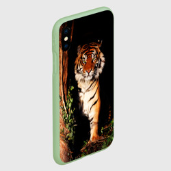 Чехол для iPhone XS Max матовый Тигр выглядывает из темноты - большая картинка - фото 2