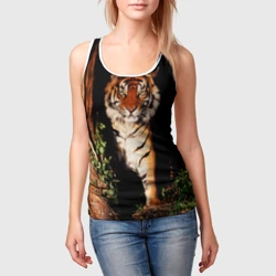 Женская майка 3D Тигр выглядывает из темноты - большая картинка - фото 2
