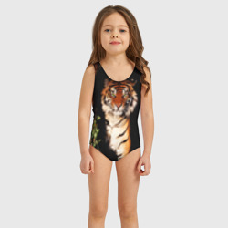 Детский купальник 3D Тигр выглядывает из темноты - большая картинка