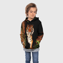Детская толстовка 3D Тигр выглядывает из темноты - большая картинка - фото 2