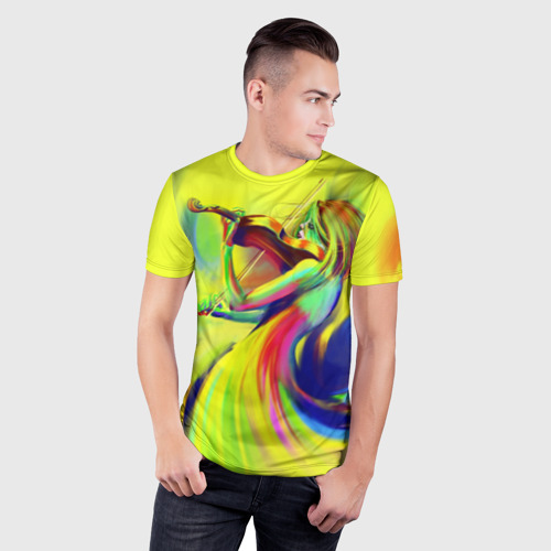 Мужская футболка 3D Slim Скрипачка, цвет 3D печать - фото 3