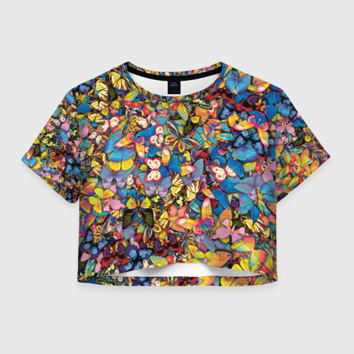 Женская футболка Cropp-top Бабочки Фото 01 Женская футболка Cropp-top Бабочки Фото 01