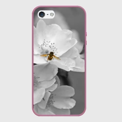 Чехол для iPhone 5/5S матовый Пчела на цветах