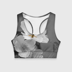 Женский спортивный топ 3D Пчела на цветах