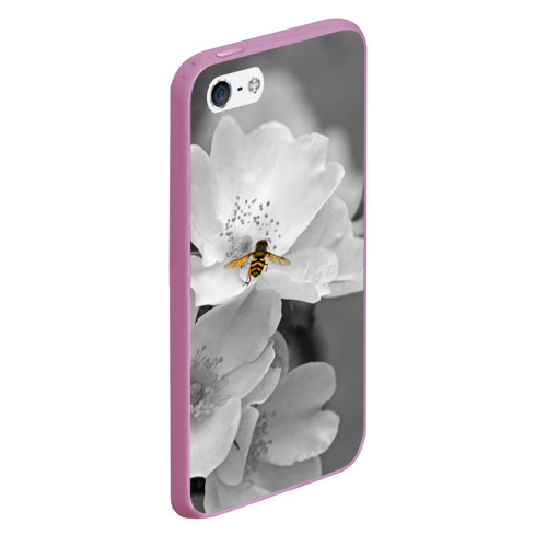 Чехол для iPhone 5/5S матовый Пчела на цветах - фото 3