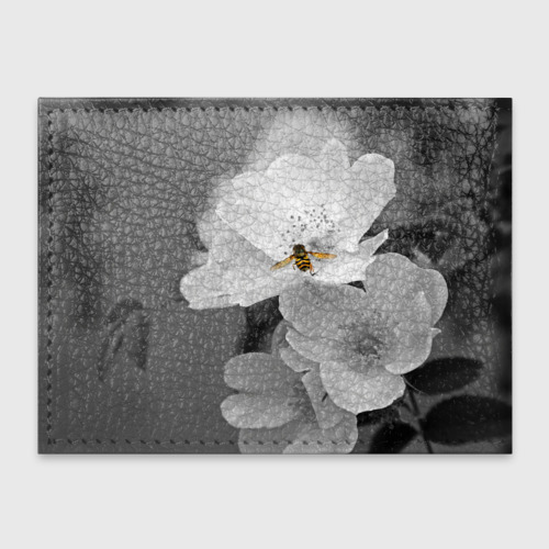 Обложка для студенческого билета Пчела на цветах, цвет зеленый - фото 2