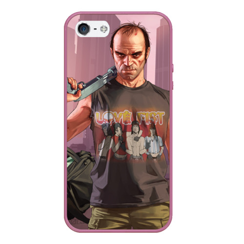 Чехол для iPhone 5/5S матовый GTA 5, цвет розовый