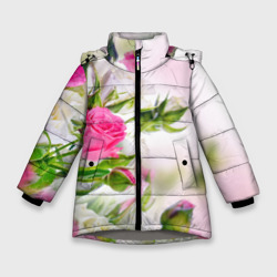 Зимняя куртка для девочек 3D Алые розы