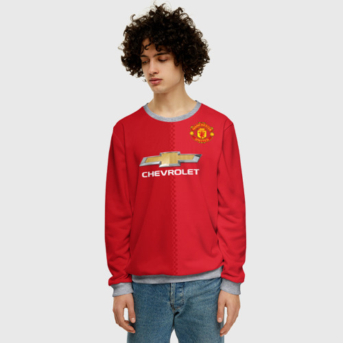 Мужской свитшот 3D Манчестер Юнайтед форма, цвет меланж - фото 3