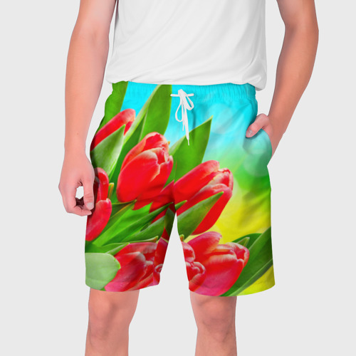 Мужские шорты 3D Тюльпаны, цвет 3D печать