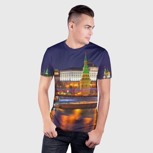Мужская футболка 3D Slim Москва Кремль, цвет 3D печать - фото 3