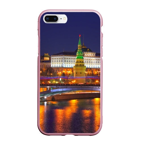 Чехол для iPhone 7Plus/8 Plus матовый Москва Кремль, цвет розовый