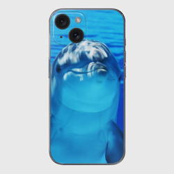 Чехол для iPhone 15 силиконовый с защитой камеры Дельфин