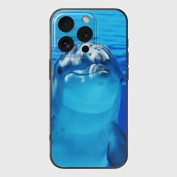 Чехол для iPhone 16 Pro силиконовый с защитой камеры Дельфин