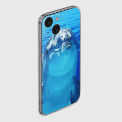 Чехол для iPhone 15 силиконовый с защитой камеры Дельфин - фото 2