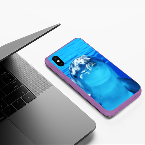 Чехол для iPhone XS Max матовый Дельфин, цвет фиолетовый - фото 5