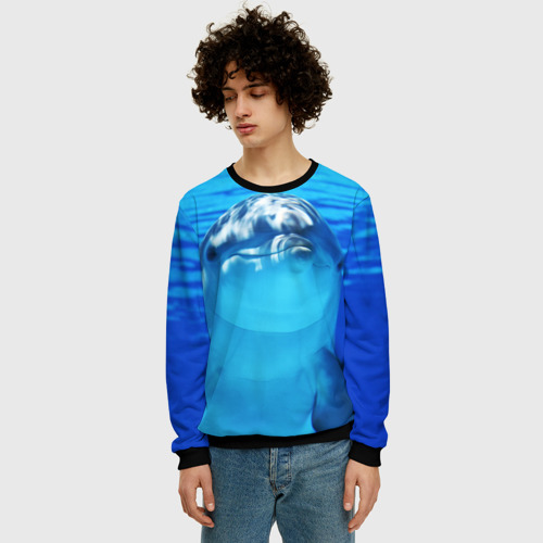 Мужской свитшот 3D Дельфин, цвет черный - фото 3