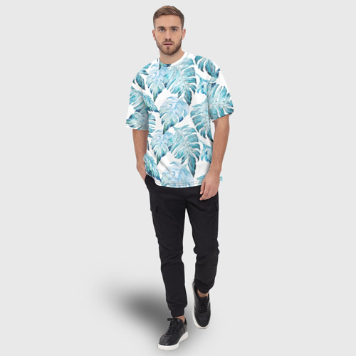 Мужская футболка oversize 3D Листья, цвет 3D печать - фото 5