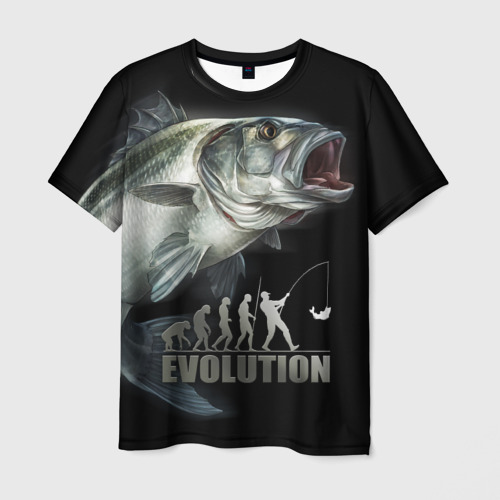 Мужская футболка 3D Эволюция - рыбалка, цвет 3D печать