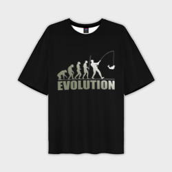 Мужская футболка oversize 3D Эволюция рыбака