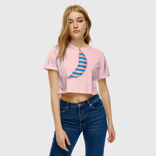 Женская футболка Crop-top 3D Банан 3, цвет 3D печать - фото 3