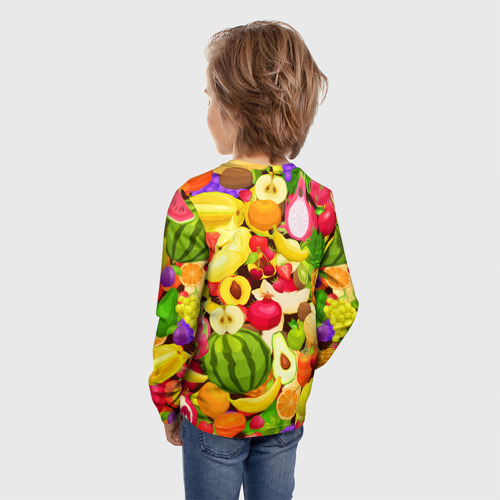 Детский лонгслив 3D Веселые фрукты, цвет 3D печать - фото 4