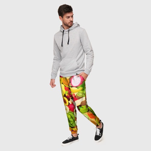 Мужские брюки 3D Веселые фрукты, цвет 3D печать - фото 3