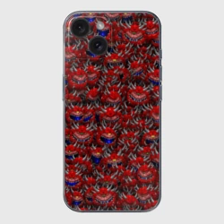 Чехол для iPhone 15 силиконовый с защитой камеры Какодемоны pixel-art