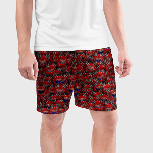Мужские шорты спортивные с принтом Какодемоны (pixel-art), фото на моделе #1