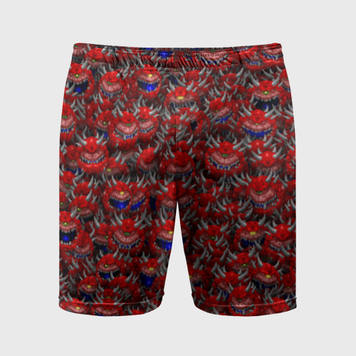Мужские шорты спортивные с принтом Какодемоны (pixel-art), вид спереди #2