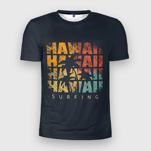 Мужская футболка приталенная с принтом Hawaii, вид спереди №1