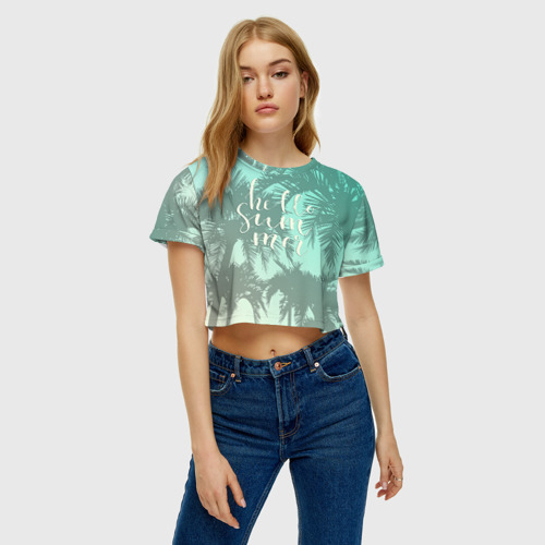 Женская футболка Crop-top 3D HAWAII 8, цвет 3D печать - фото 3