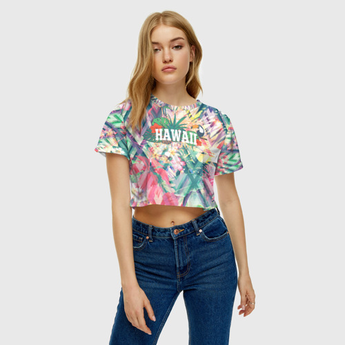 Женская футболка Crop-top 3D HAWAII 5, цвет 3D печать - фото 3