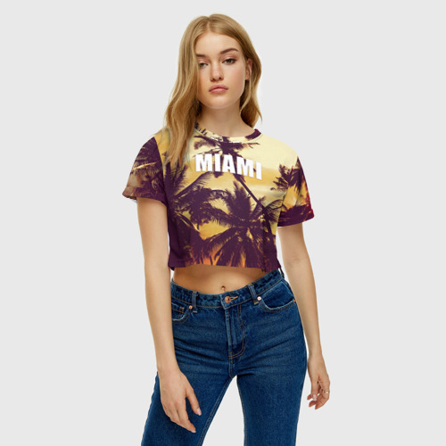 Женская футболка Crop-top 3D MIAMI, цвет 3D печать - фото 3