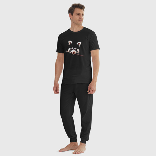 Мужская пижама хлопок Лиса с кисточкой, цвет черный - фото 5