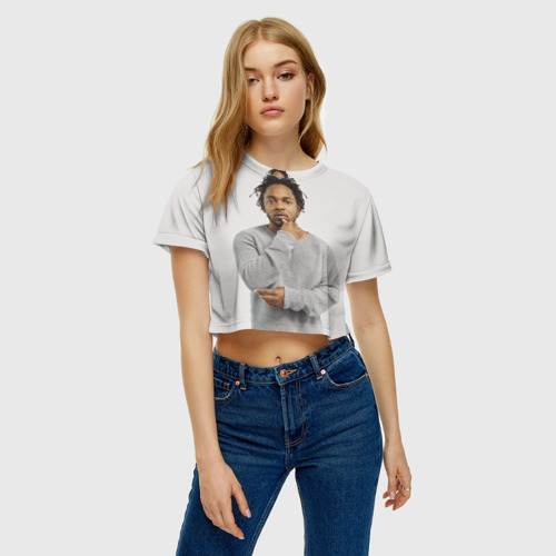 Женская футболка Crop-top 3D Kendrick Lamar, цвет 3D печать - фото 3