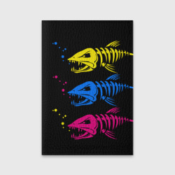 Обложка для паспорта матовая кожа Рыбы скелеты