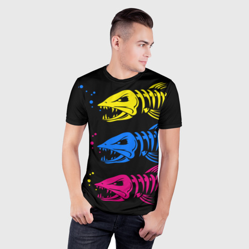 Мужская футболка 3D Slim Рыбы скелеты - фото 3