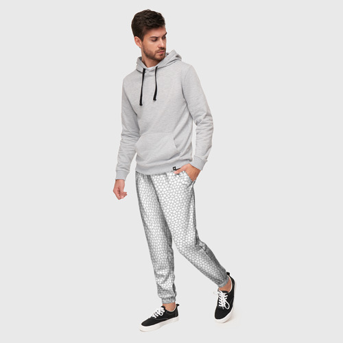 Мужские брюки 3D с принтом Витраж Белый, фото на моделе #1