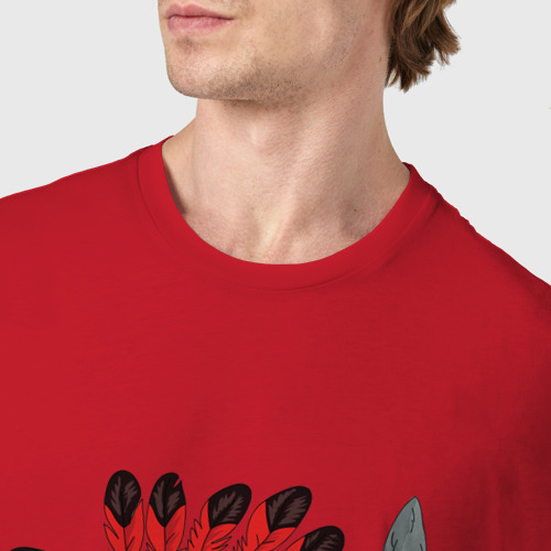 Мужская футболка хлопок Забавные Индейцы 8, цвет красный - фото 6
